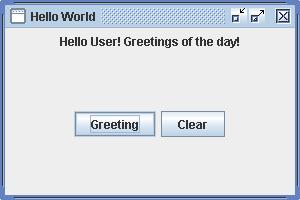 Greeting - UI, application use - anonymous inner classes